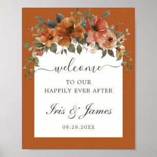 Affiche Brûlé Orange rouille Floral Arch Mariage de automn