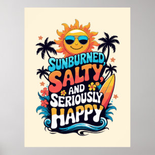 Affiche Brûlé Salé et Heureux – Vibes Rétro de Plage