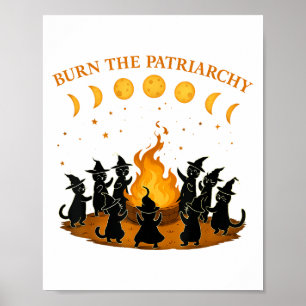 Affiche Brûler Le Patriarcat Chat Sorcière Feministe Drôle