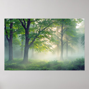Affiche Brume Nature Extérieur Paysage Calme Paisible Arbr