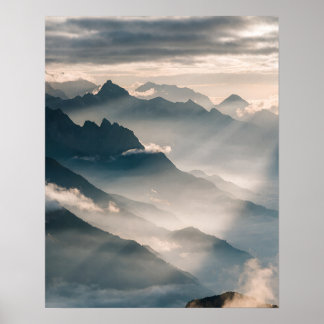 Affiche Brumeuse aube dans les Alpes suisses 