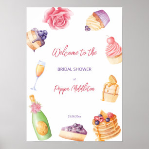 Affiche Brunch and bubbly patisserie bridal shower welcome