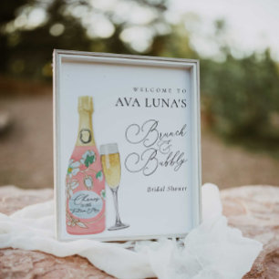 Affiche Brunch au champagne et Fête des mariées Bubbly Bie