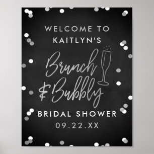 Affiche Brunch & Bubbly Confetti Fête des mariées Bienvenu