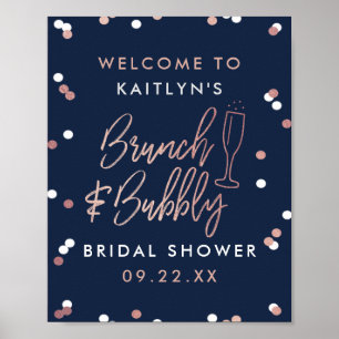 Affiche Brunch & Bubbly Confetti Fête des mariées Bienvenu