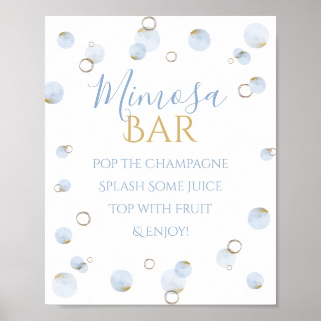 Affiche Brunch Bulles et Bar Mimosa pour Baby Shower (Devant)