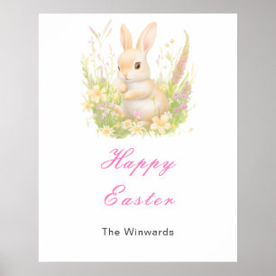 Affiche Brunch de Pâques Lapin de Printemps