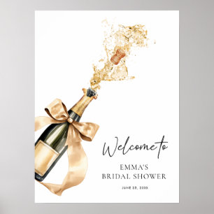 Affiche Brunch et Fête des mariées champagne Bubbly Bienve