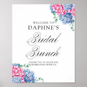 Affiche Brunch nuptial rose et bleu
