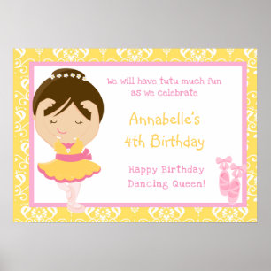 Affiche Brunette Ballerina & Yellow Damask