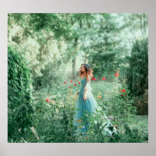 Affiche Brunette Princess : Aquarelle de la forêt de fées