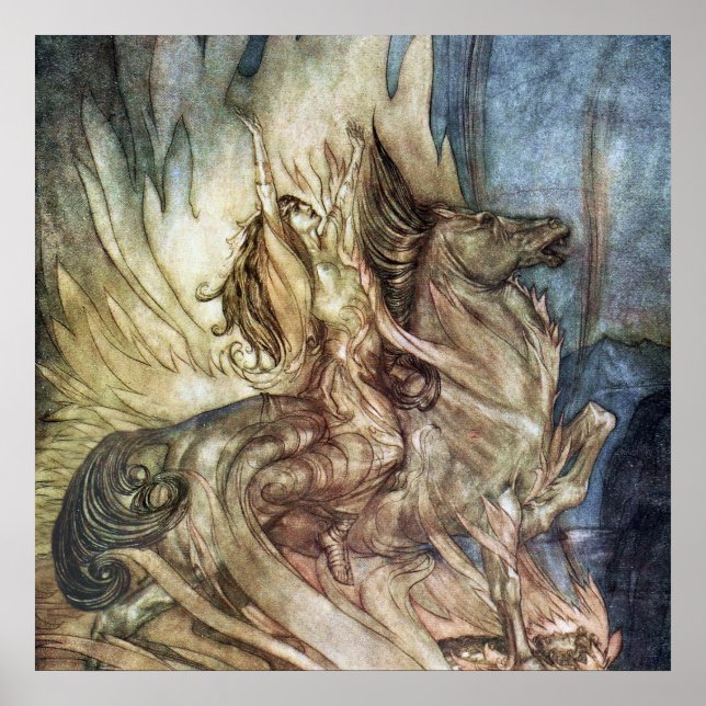 Affiche « Brunhilde sur le bûcher funéraire » par Arthur R (Devant)