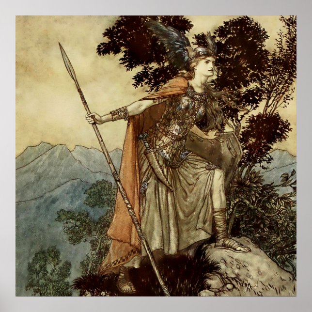 Affiche Brunnhilde Valkerie Maiden par Arthur Rackham (Devant)