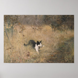 Affiche Bruno Liljefors - Chasse aux oiseaux chats