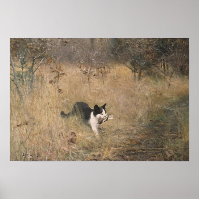Affiche Bruno Liljefors - Chasse aux oiseaux chats (Devant)