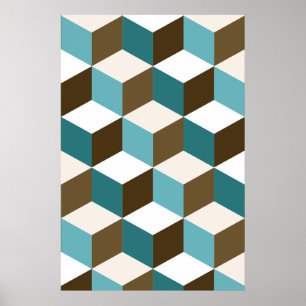 Affiche Bruns de sarcelles d'hiver de motif de cube blancs