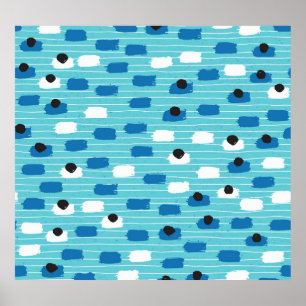 Affiche Brush course sans couture motif, dessiné à la main