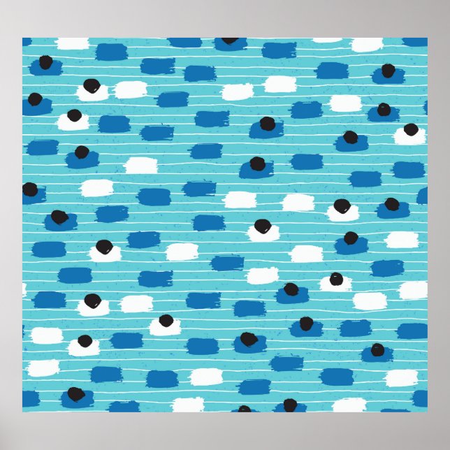 Affiche Brush course sans couture motif, dessiné à la main (Devant)