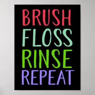 Affiche Brush, Floss, Rince, Repeat