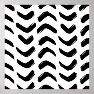 Affiche Brush strokes vintage motif sans soudure. Noir et