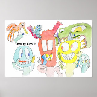 Affiche Brush Your Teeth, Little Monsters!