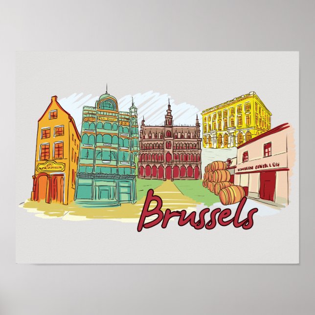 Affiche Brussels, Belgium Famous City (Devant)