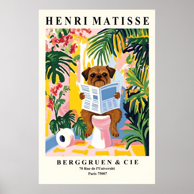 Affiche Brussels Griffon Bathroom Matisse Style Dog on (Devant)