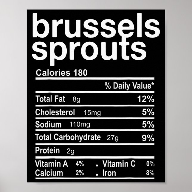 Affiche Brussels Sprout Nutrition Facts Funny Thanksgiving (Devant)