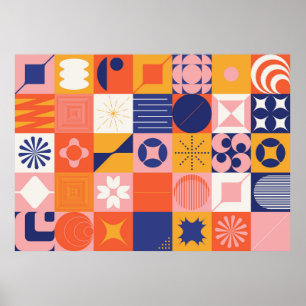 Affiche Brutalisme art inspiré motif abstrait fait avec