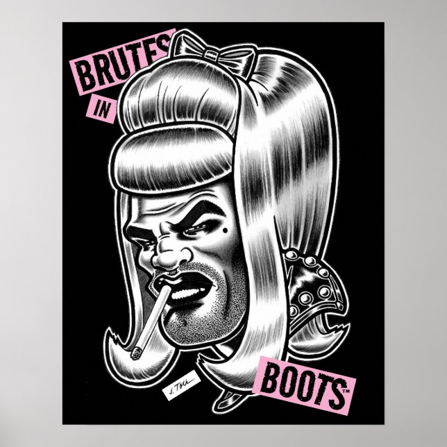 Affiche Brutes en bottes™/Bas rockeux™/Perruque (Devant)