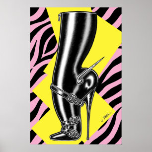 Affiche Brutes en bottes™/Talons aiguilles/Rayures roses