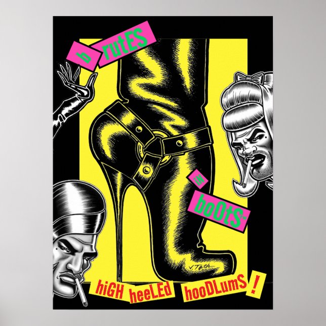 Affiche Brutes In Boots™/Bot de moto/Jaune (Devant)
