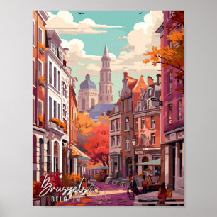 Affiche Bruxelles Belgique Illustration de voyage Art vint