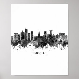 Affiche Bruxelles Belgique Skyline BW