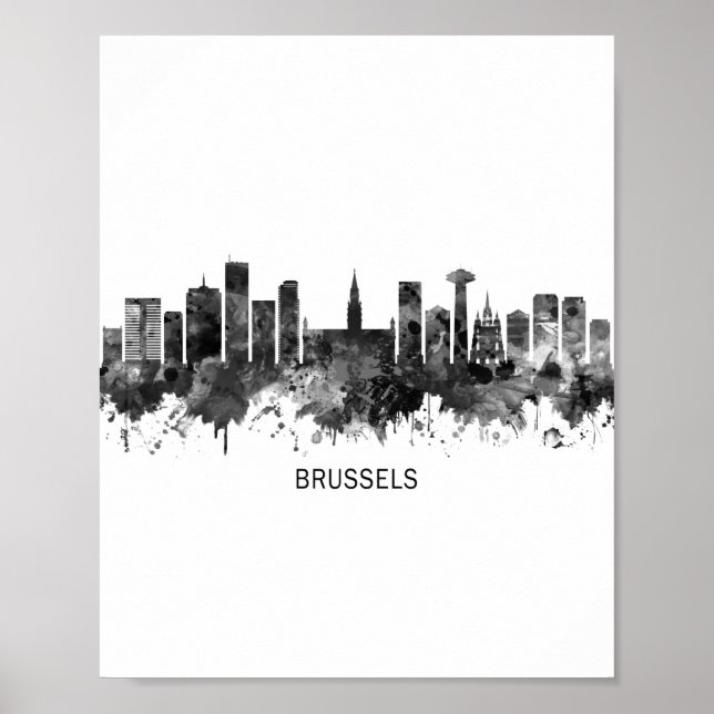 Affiche Bruxelles Belgique Skyline BW (Devant)