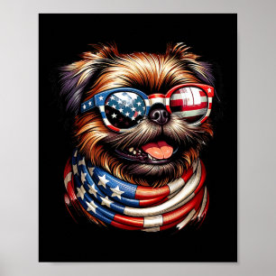 Affiche Bruxelles Griffon Amoureux des chiens Us Drapeau 4
