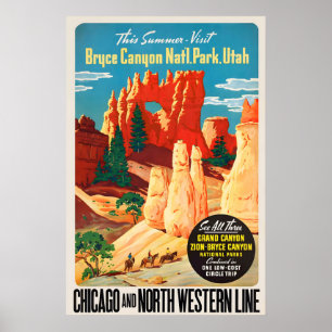 Affiche Bryce Canyon Grand Canyon Zion Canyon Utah