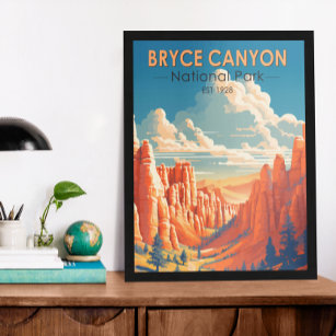 Affiche Bryce Canyon National Park Travel Art Vintage