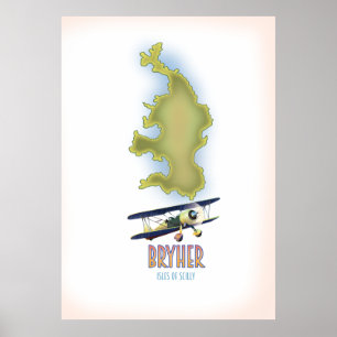 Affiche Bryher îles de scilly carte
