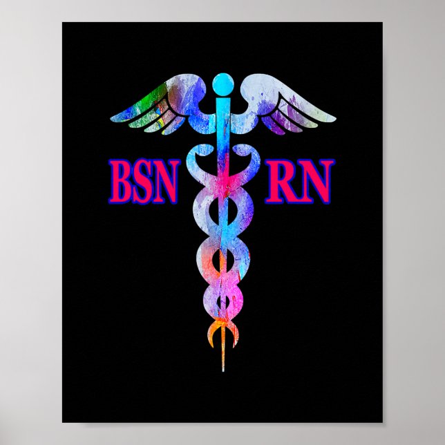 Affiche BSN Infirmière inscrite RN Caduceus Infirmière (Devant)