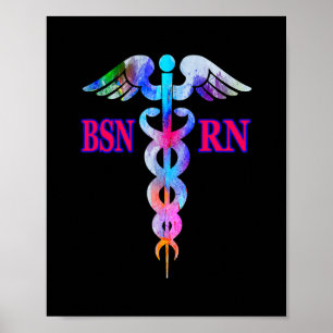 Affiche BSN Infirmière inscrite RN Caduceus Infirmière