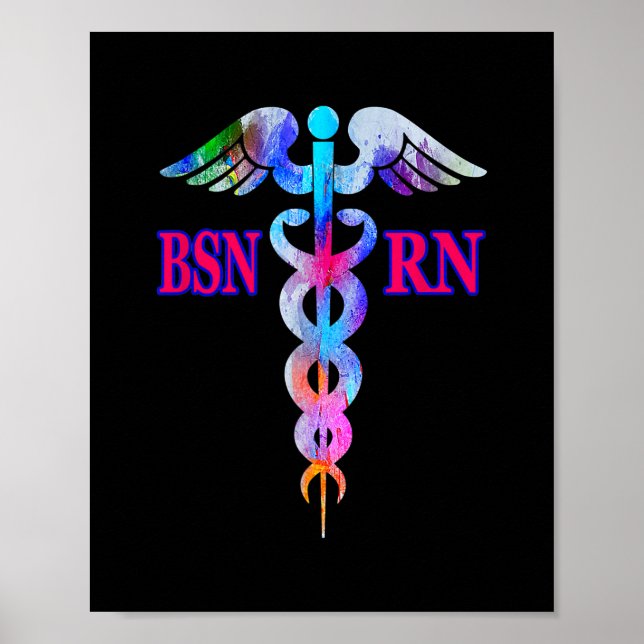 Affiche BSN Infirmière inscrite RN Caduceus Infirmière (Devant)