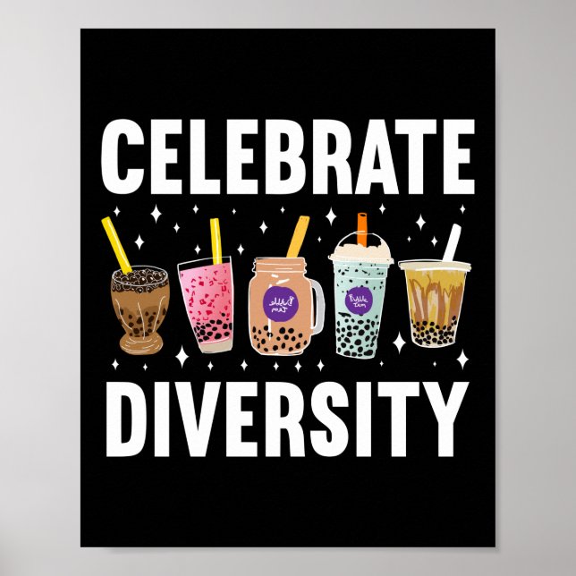 Affiche Bubble Boba Tea Celebrate Diversity Lgbt Pride (Devant)