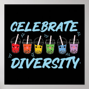 Affiche Bubble Boba Tea Celebrate Diversity LGBT Pride