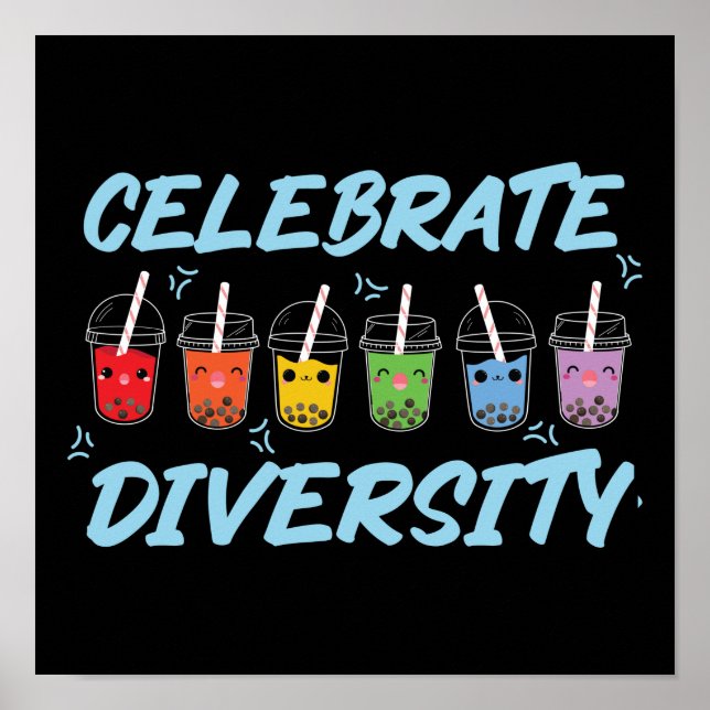 Affiche Bubble Boba Tea Celebrate Diversity LGBT Pride (Devant)