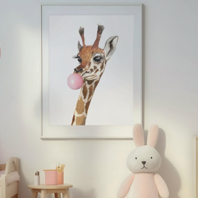 Affiche Bubble Gum Cute Giraffe Nursery Child (Créateur téléchargé)
