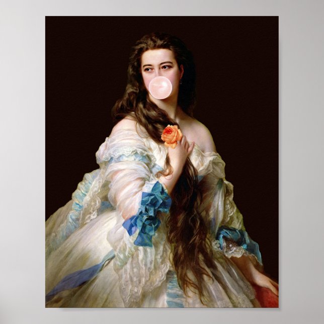 Affiche Bubble Gum Diva avec rubans bleus (Devant)