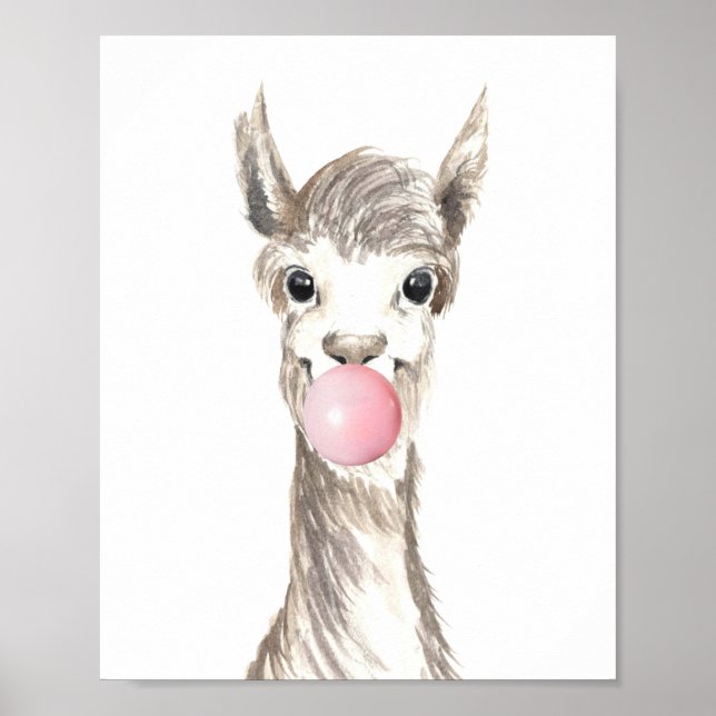 Affiche Bubble Gum Llama Alpaca Nursery Child (Devant)