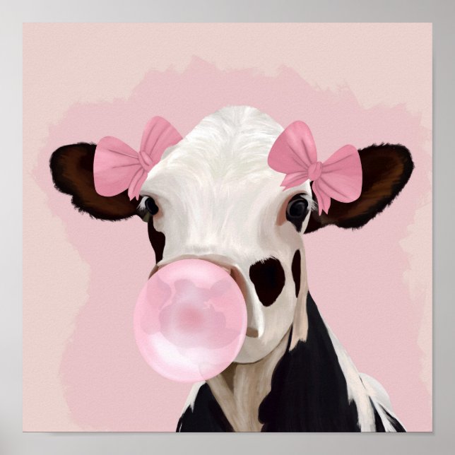 Affiche Bubblegum Rose Girl Cow (Devant)