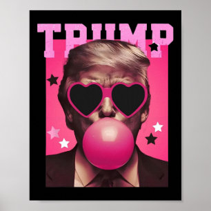 Affiche Bubblegum Trump souffler bulle gomme Noël rose